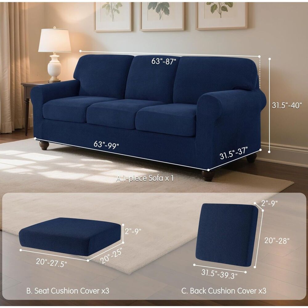 SUBRTEX- STRETCH SLIPCOVERS for 3-seater sofa Dark Blue color stretchy NEW